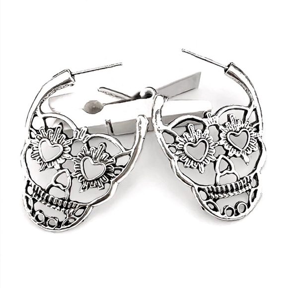 Any 2/$20! Silver Sugar Skull/Day of Dead Earrings - Picture 6 of 9
